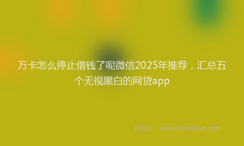 万卡怎么停止借钱了呢微信2025年推荐，汇总五个无视黑白的网贷app