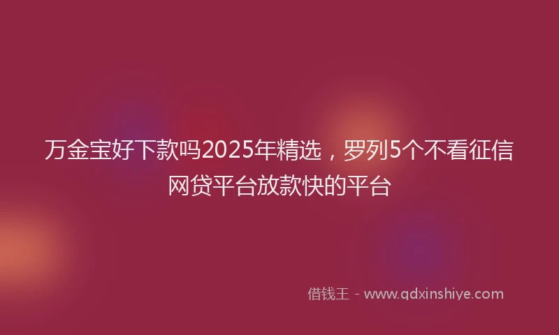 万金宝好下款吗2025年精选，罗列5个不看征信网贷平台放款快的平台