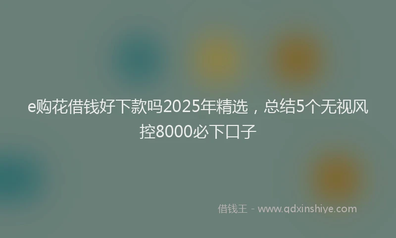 e购花借钱好下款吗2025年精选，总结5个无视风控8000必下口子