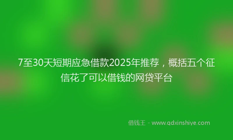 7至30天短期应急借款2025年推荐,概括五个征信花了可以借钱的网贷平台