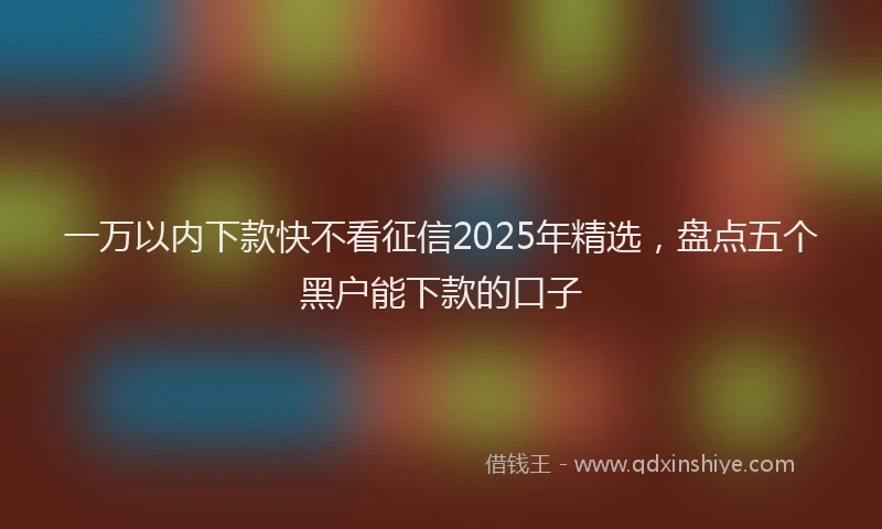 一万以内下款快不看征信2025年精选，盘点五个黑户能下款的口子