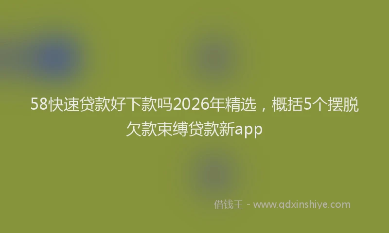 58快速贷款好下款吗2026年精选，概括5个摆脱欠款束缚贷款新app