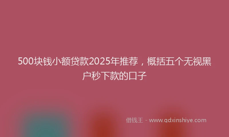 500块钱小额贷款2025年推荐，概括五个无视黑户秒下款的口子