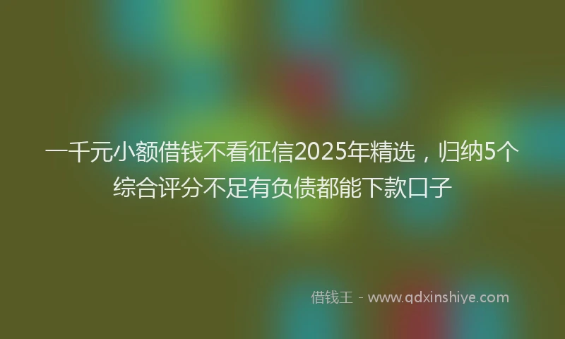 一千元小额借钱不看征信2025年精选，归纳5个综合评分不足有负债都能下款口子