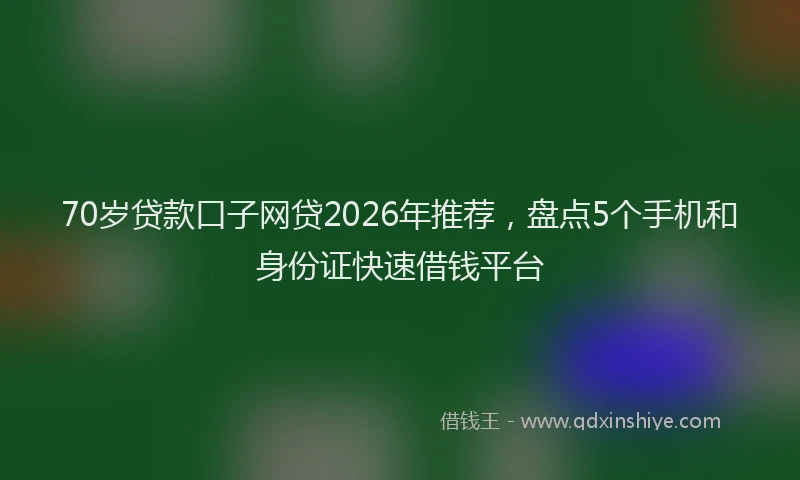 70岁贷款口子网贷2026年推荐，盘点5个手机和身份证快速借钱平台