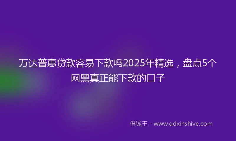 万达普惠贷款容易下款吗2025年精选，盘点5个网黑真正能下款的口子