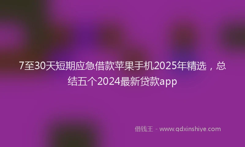 7至30天短期应急借款苹果手机2025年精选，总结五个2024最新贷款app