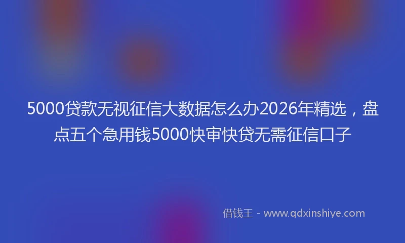 5000贷款无视征信大数据怎么办2026年精选，盘点五个急用钱5000快审快贷无需征信口子