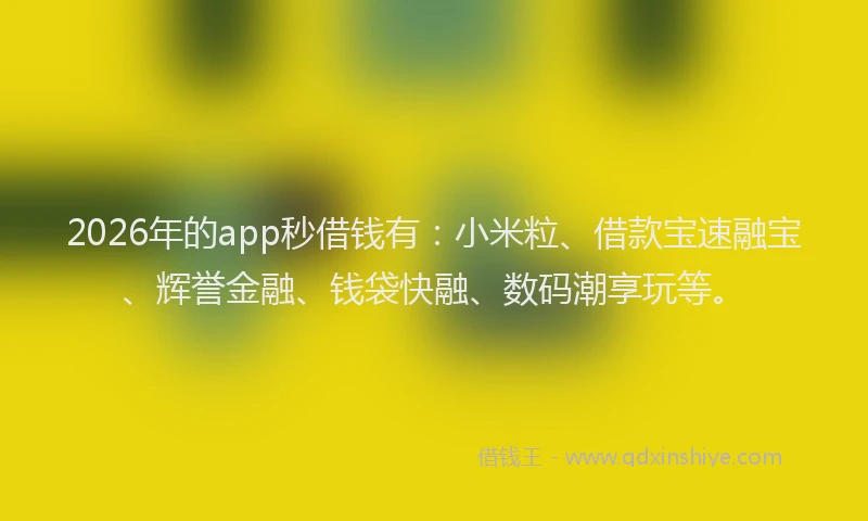 2026年的app秒借钱有:小米粒、借款宝速融宝、辉誉金融、钱袋快融、数码潮享玩等。