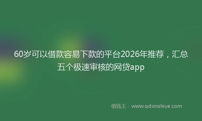 60岁可以借款容易下款的平台2026年推荐，汇总五个极速审核的网贷app