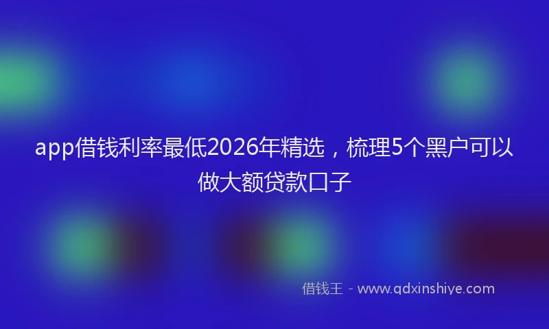 app借钱利率最低2026年精选，梳理5个黑户可以做大额贷款口子