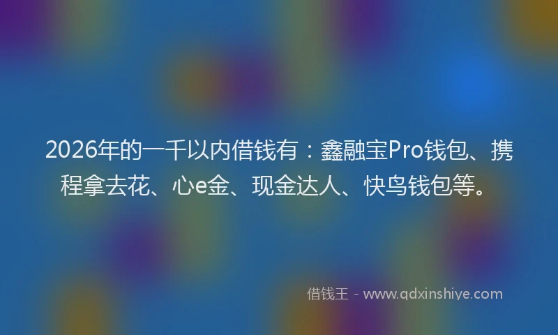2026年的一千以内借钱有：鑫融宝Pro钱包、携程拿去花、心e金、现金达人、快鸟钱包等。