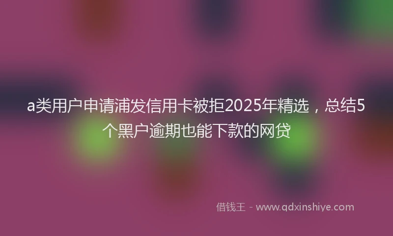 a类用户申请浦发信用卡被拒2025年精选,总结5个黑户逾期也能下款的网贷