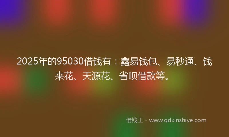 2025年的95030借钱有：鑫易钱包、易秒通、钱来花、天源花、省呗借款等。