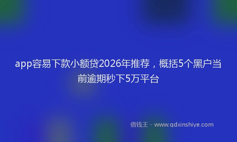 app容易下款小额贷2026年推荐,概括5个黑户当前逾期秒下5万平台