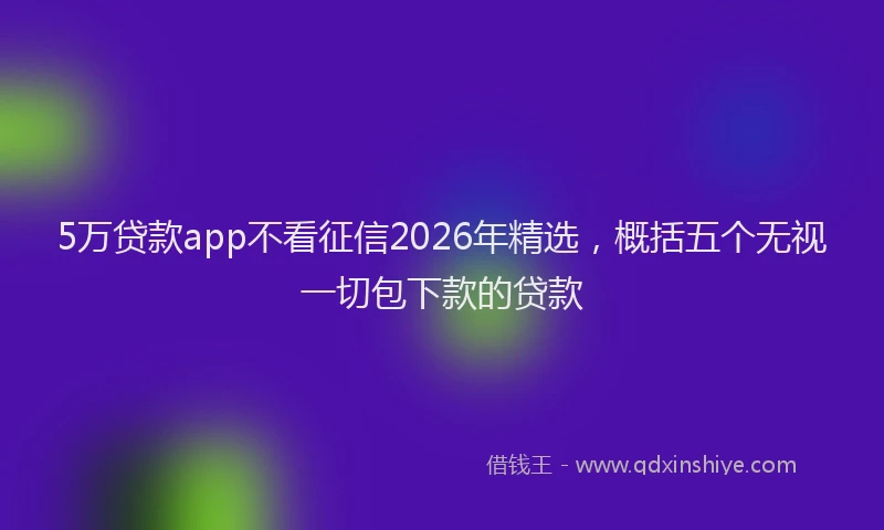 5万贷款app不看征信2026年精选,概括五个无视一切包下款的贷款