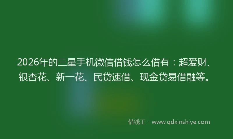 2026年的三星手机微信借钱怎么借有：超爱财、银杏花、新一花、民贷速借、现金贷易借融等。