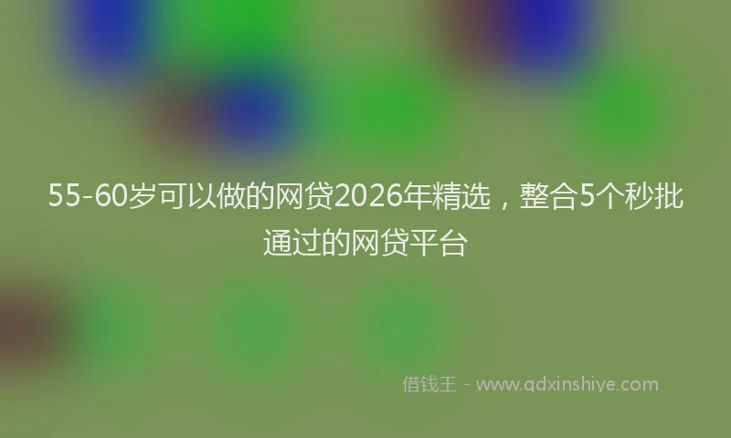 55-60岁可以做的网贷2026年精选,整合5个秒批通过的网贷平台