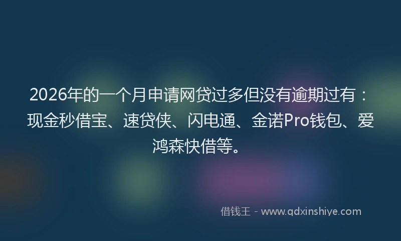 2026年的一个月申请网贷过多但没有逾期过有：现金秒借宝、速贷侠、闪电通、金诺Pro钱包、爱鸿森快借等。