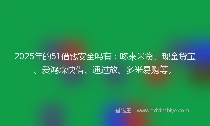 2025年的51借钱安全吗有：哆来米贷、现金贷宝、爱鸿森快借、通过放、多米易购等。