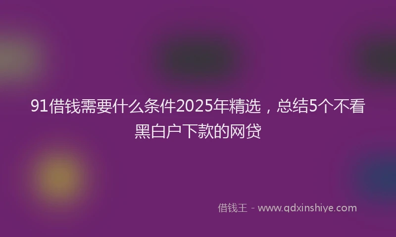 91借钱需要什么条件2025年精选，总结5个不看黑白户下款的网贷