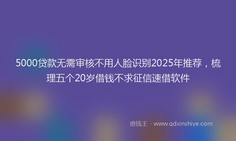 5000贷款无需审核不用人脸识别2025年推荐，梳理五个20岁借钱不求征信速借软件
