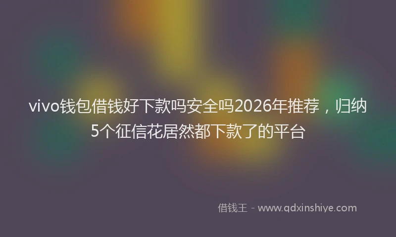 vivo钱包借钱好下款吗安全吗2026年推荐，归纳5个征信花居然都下款了的平台