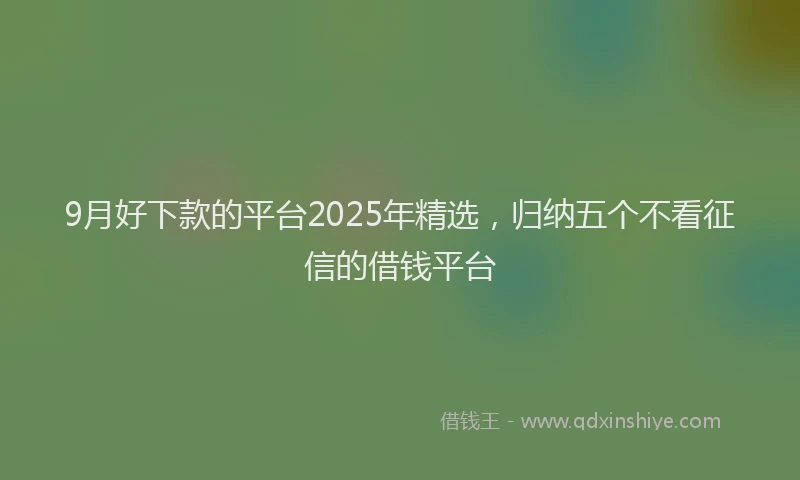 9月好下款的平台2025年精选，归纳五个不看征信的借钱平台