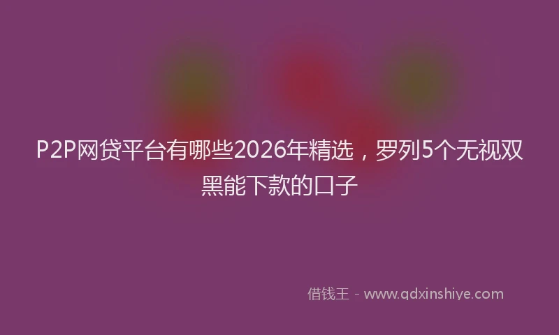P2P网贷平台有哪些2026年精选，罗列5个无视双黑能下款的口子