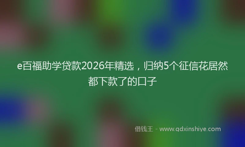 e百福助学贷款2026年精选，归纳5个征信花居然都下款了的口子