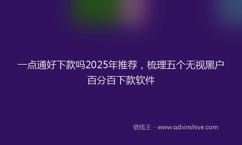 一点通好下款吗2025年推荐，梳理五个无视黑户百分百下款软件