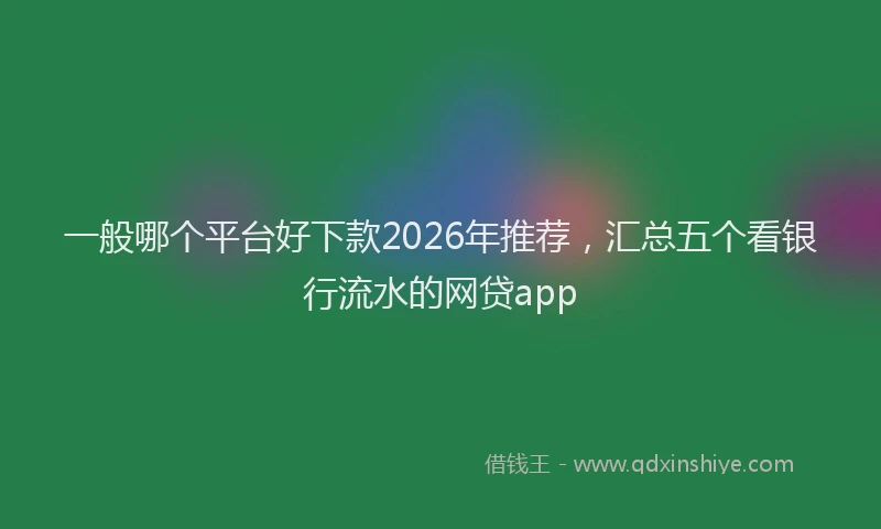 一般哪个平台好下款2026年推荐，汇总五个看银行流水的网贷app