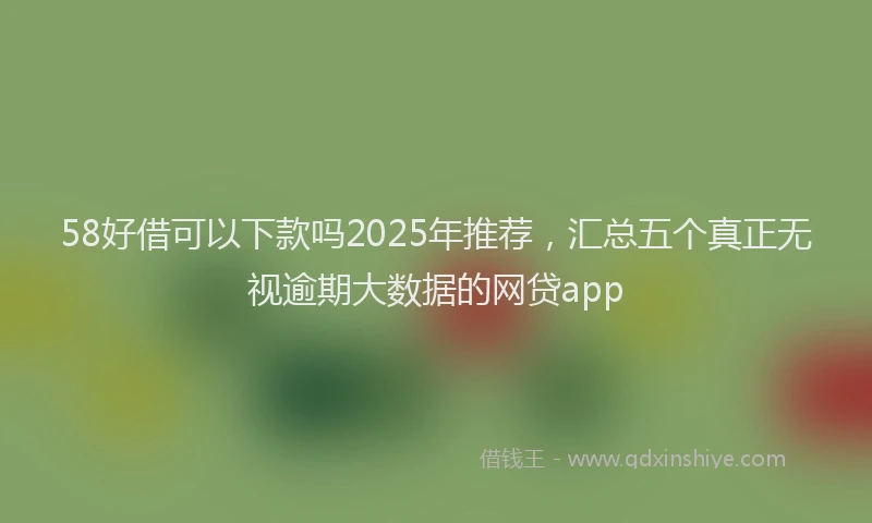 58好借可以下款吗2025年推荐，汇总五个真正无视逾期大数据的网贷app