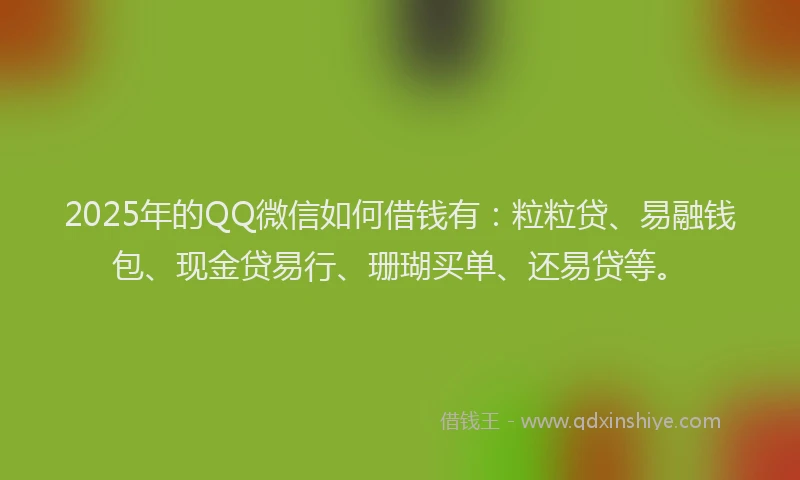 2025年的QQ微信如何借钱有：粒粒贷、易融钱包、现金贷易行、珊瑚买单、还易贷等。