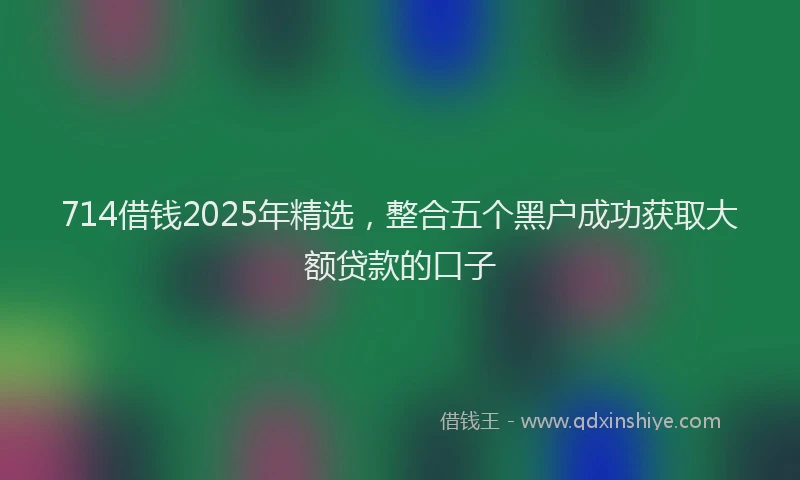 714借钱2025年精选，整合五个黑户成功获取大额贷款的口子