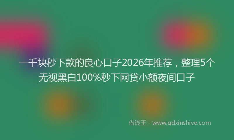 一千块秒下款的良心口子2026年推荐，整理5个无视黑白100%秒下网贷小额夜间口子