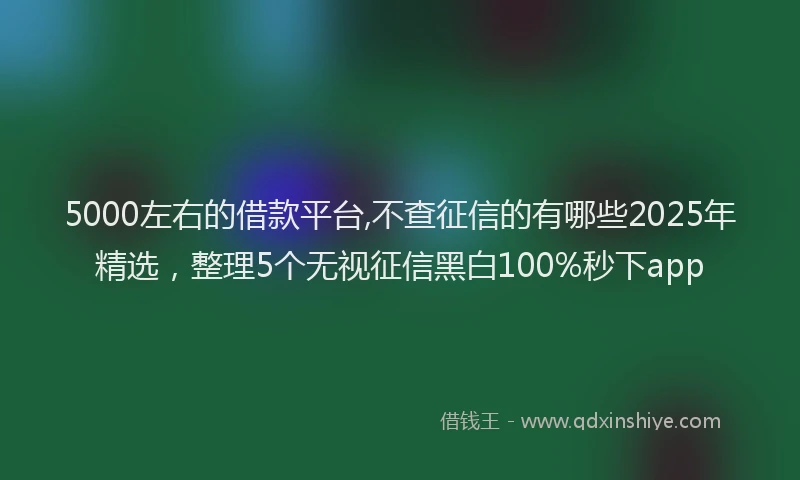 5000左右的借款平台,不查征信的有哪些2025年精选，整理5个无视征信黑白100%秒下app