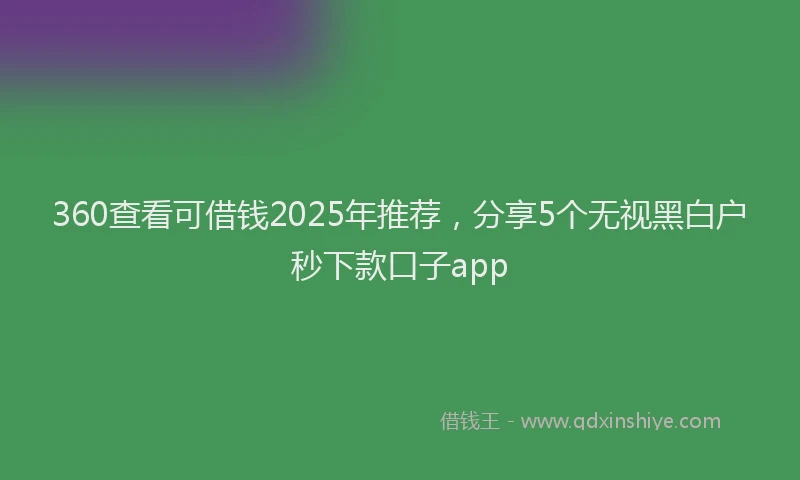 360查看可借钱2025年推荐，分享5个无视黑白户秒下款口子app