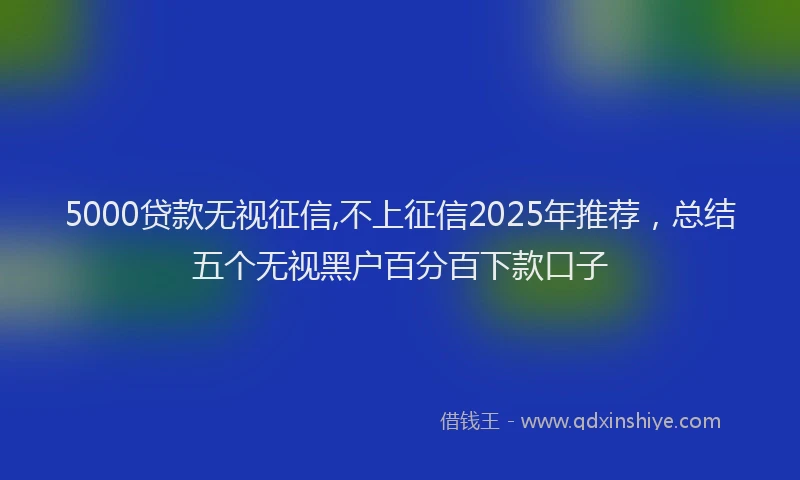 5000贷款无视征信,不上征信2025年推荐，总结五个无视黑户百分百下款口子