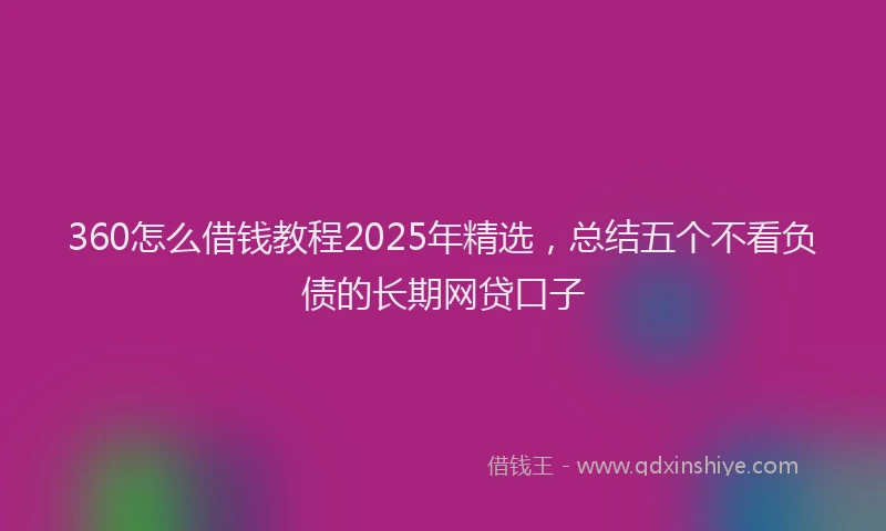 360怎么借钱教程2025年精选，总结五个不看负债的长期网贷口子