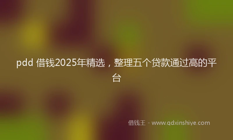 pdd 借钱2025年精选，整理五个贷款通过高的平台