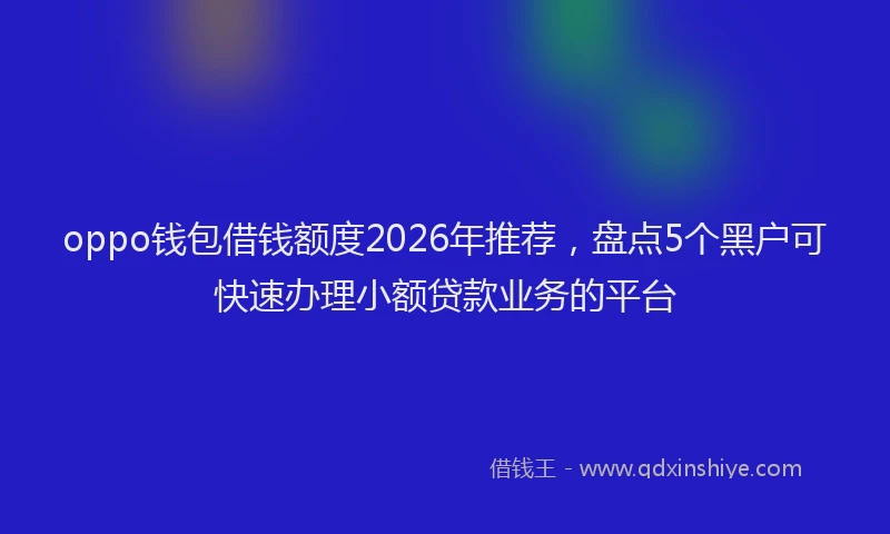 oppo钱包借钱额度2026年推荐，盘点5个黑户可快速办理小额贷款业务的平台