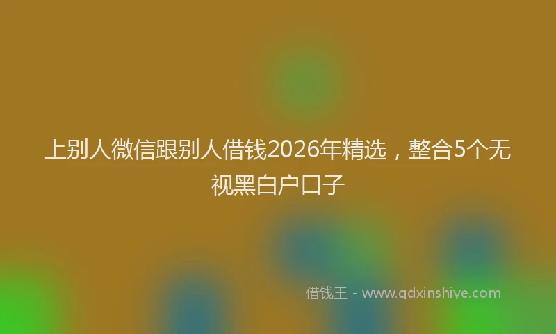 上别人微信跟别人借钱2026年精选,整合5个无视黑白户口子