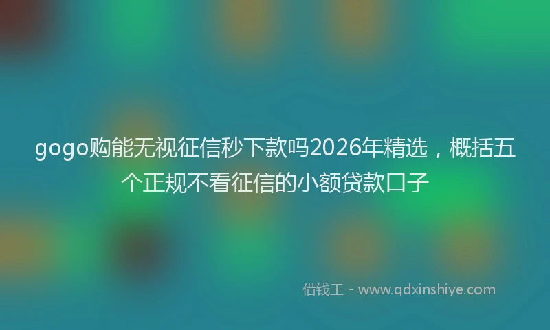gogo购能无视征信秒下款吗2026年精选，概括五个正规不看征信的小额贷款口子