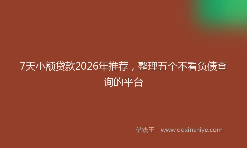 7天小额贷款2026年推荐，整理五个不看负债查询的平台