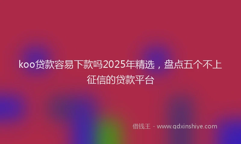 koo贷款容易下款吗2025年精选，盘点五个不上征信的贷款平台