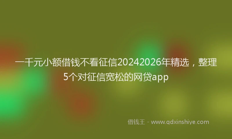 一千元小额借钱不看征信20242026年精选，整理5个对征信宽松的网贷app