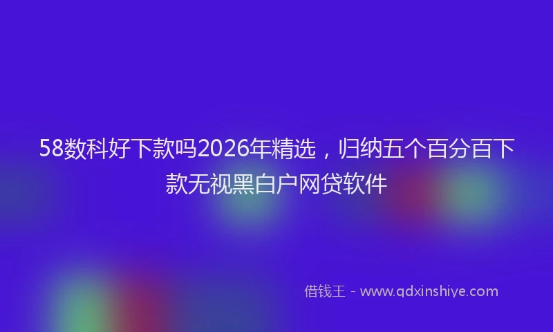58数科好下款吗2026年精选，归纳五个百分百下款无视黑白户网贷软件