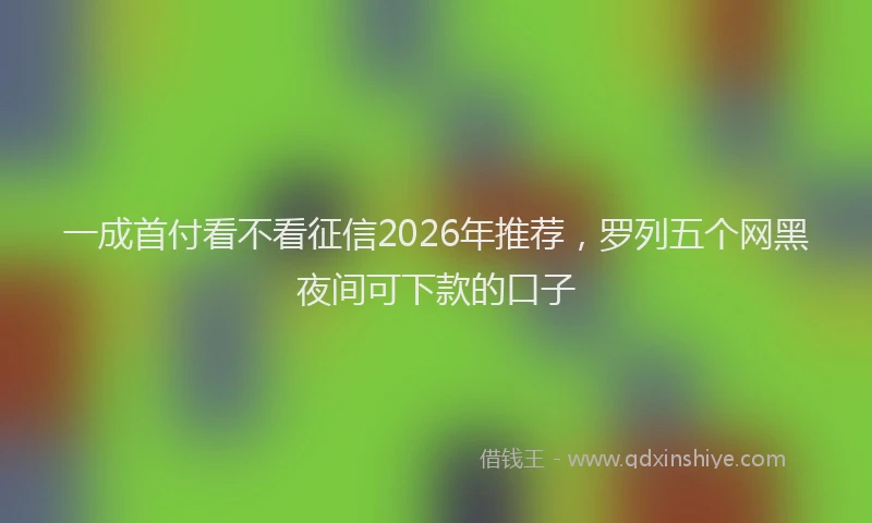 一成首付看不看征信2026年推荐，罗列五个网黑夜间可下款的口子