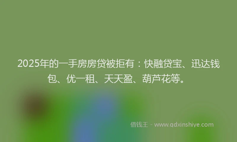 2025年的一手房房贷被拒有：快融贷宝、迅达钱包、优一租、天天盈、葫芦花等。
